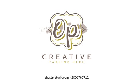 Iniciales OP, vector de logotipo de escritura a mano