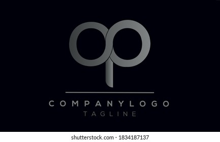 OP initials monogram letter text alphabet logo 