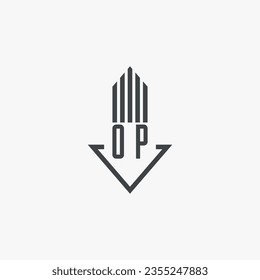 Ilustración del material del logotipo inmobiliario de OP. vector de logotipo