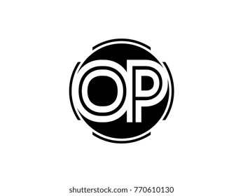 OP letter logo round black