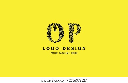 OP letter minimal professional creative simple minimalist logo design with yellow template