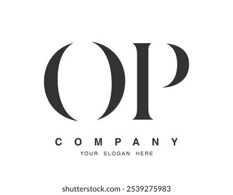 OP logo design. Initial letter o and p serif font style. Creative classic company name typography. Trendy logotype or identity. Vector illustration.