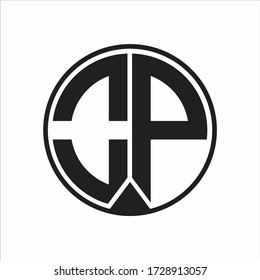 OP Logo monogram circle with piece ribbon style on white background