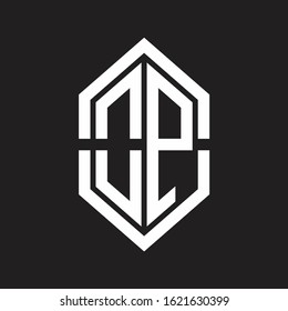 OP Logo monogram with hexagon shape and outline slice style with black and white