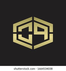 OP Logo monogram with hexagon shape and piece line rounded design tamplate on gold colors