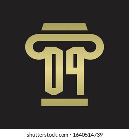 OP Logo monogram with pillar style design template with gold colors