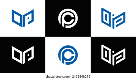 OP logo. O P design. White OP letter. OP, O P letter logo design. Initial letter OP linked circle uppercase monogram logo.