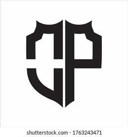 OP Logo Shield style Monogram design template on white background