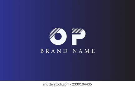  OP minimales professionelles, kreatives Markenlogo-Design auf blauem Farbverlauf-Hintergrund