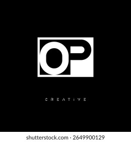 OP Negative Space Monogram – Minimalist Black and White Letter mark Logo for Creative Branding, Fashion Identity and Modern Design Concepts
