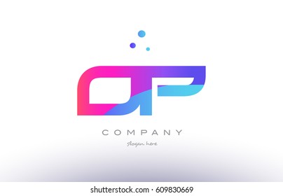 op o p  creative pink purple blue modern dots creative alphabet gradient company letter logo design vector icon template
