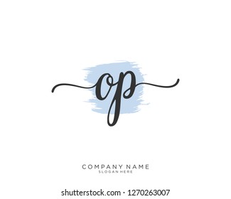 OP O P Initial handwriting logo vector