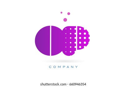 op o p pink dots dotted letter logo alphabet creative company vector icon design template