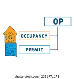 OP - Occupancy Permit business concept background. vector illustration concept with keywords and icons. lettering illustration with icons for web banner, flyer, landing page, presentation