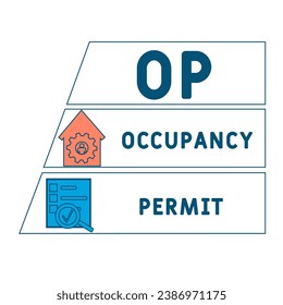 OP - Occupancy Permit business concept background. vector illustration concept with keywords and icons. lettering illustration with icons for web banner, flyer, landing page, presentation