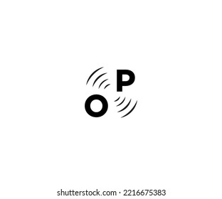 OP, PO Letter Initial Futuristic Abstract Tech Logo