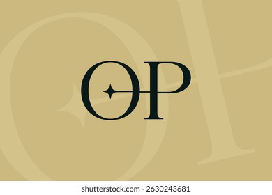 Projeto de ícone de logotipo de letra OP ou PO. Monograma de iniciais de luxo estilo clássico.