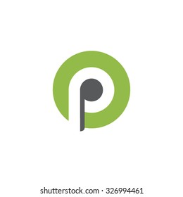 op, po, p letter rounded letter logo green