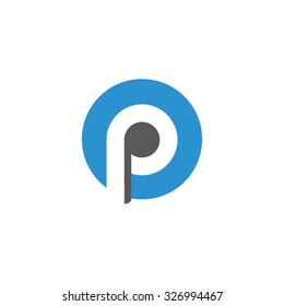 op, po, p letter rounded letter logo blue