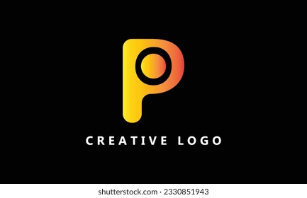 OP PO P logo design with yellow red gradient black background templet