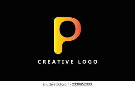 OP PO P logo design with yellow red gradient black background templet