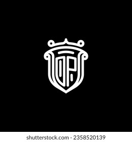 Monograma inicial de blindaje OP con diseño profesional de alta calidad que se imprimirá bien