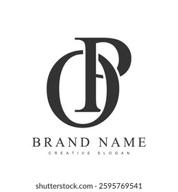 OP trendy logotype template. Initial letter o and p classic font style. Creative logo for company name or identity. Vector illustration.