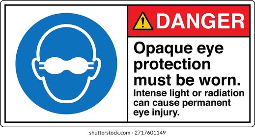 La Protección Ocular Opaca Debe Usarse Signo
La Luz Intensa o la Radiación Pueden Causar Lesión Ocular Permanente

Esta Imagen muestra un signo obligatorio de protección ocular diseñado para entornos industriales y profesionales en los que la exposición a la luz o la radiación de alta intensidad puede suponer un grave riesgo para la vista. El letrero indica claramente al personal que debe usar gafas protectoras opacas antes de entrar o trabajar en el área designada.

El mensaje es directo y fácil de entender, ya que ayuda a comunicar los requisitos del equipo de protección personal (EPP) en lugares donde hay peligros ópticos como láseres, arcos de soldadura, luz ultravioleta, fuentes infrarrojas o lámparas industriales brillantes. Una protección ocular adecuada ayuda a reducir el riesgo de quemaduras, daño retiniano y deterioro de la visión a largo plazo.