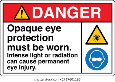La Protección Ocular Opaca Debe Usarse Signo
La Luz Intensa o la Radiación Pueden Causar Lesión Ocular Permanente

Esta Imagen muestra un signo obligatorio de protección ocular diseñado para entornos industriales y profesionales en los que la exposición a la luz o la radiación de alta intensidad puede suponer un grave riesgo para la vista. El letrero indica claramente al personal que debe usar gafas protectoras opacas antes de entrar o trabajar en el área designada.

El mensaje es directo y fácil de entender, ya que ayuda a comunicar los requisitos del equipo de protección personal (EPP) en lugares donde hay peligros ópticos como láseres, arcos de soldadura, luz ultravioleta, fuentes infrarrojas o lámparas industriales brillantes. Una protección ocular adecuada ayuda a reducir el riesgo de quemaduras, daño retiniano y deterioro de la visión a largo plazo.