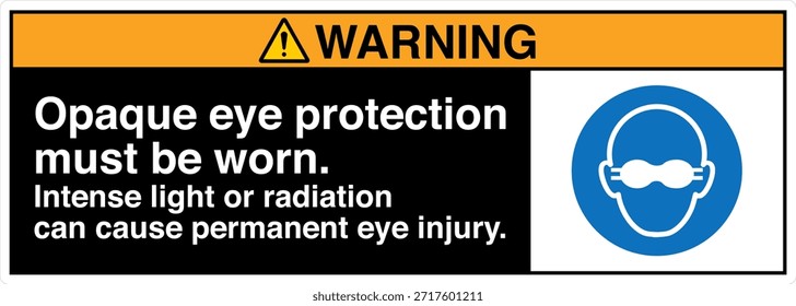 La Protección Ocular Opaca Debe Usarse Signo
La Luz Intensa o la Radiación Pueden Causar Lesión Ocular Permanente

Esta Imagen muestra un signo obligatorio de protección ocular diseñado para entornos industriales y profesionales en los que la exposición a la luz o la radiación de alta intensidad puede suponer un grave riesgo para la vista. El letrero indica claramente al personal que debe usar gafas protectoras opacas antes de entrar o trabajar en el área designada.

El mensaje es directo y fácil de entender, ya que ayuda a comunicar los requisitos del equipo de protección personal (EPP) en lugares donde hay peligros ópticos como láseres, arcos de soldadura, luz ultravioleta, fuentes infrarrojas o lámparas industriales brillantes. Una protección ocular adecuada ayuda a reducir el riesgo de quemaduras, daño retiniano y deterioro de la visión a largo plazo.