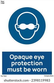 Opaque eye protection signs symbols standard iso 7010