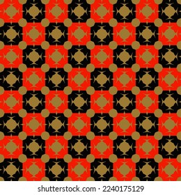 Opaque golden elements on black and red chess pattern