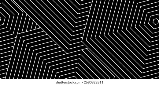 opart abstract background with diagonal lines. Stylish monochrome striped hexagon texture with 3d effect. abstrac illustration