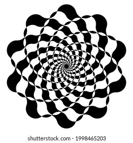 Op-art, optical, visual art element with inward rotation