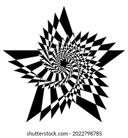 Op-art, optical, visual art element with inward rotation