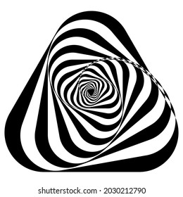 Op-art, optical, visual art element with inward rotation