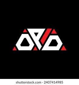 OPD triangle letter logo design with triangle shape. OPD triangle logo design monogram. OPD triangle vector logo template with red color. OPD triangular logo Simple, Elegant, and Luxurious design.