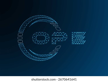 OPE low poly letter logo vector design. OPE lower poly logo design. Low poly logo.
