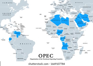 Opec Member States Political Map Organization Stock Vector (Royalty ...