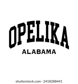 Opelika text effect vector. Editable college t-shirt design printable text effect vector