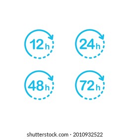 Abierto 12 24 48 72 horas icono Aislado en fondo blanco. Ilustración del vector