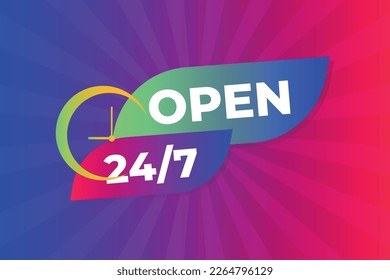 Open 24 7 all days vector illustration