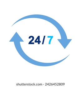 abrir 24 7 icono de diseño de estilo de color plantilla vectorial