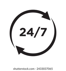 open 24 7 icon design vector template