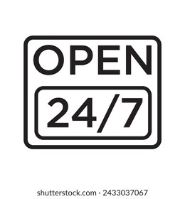 open 24 7 icon design vector template