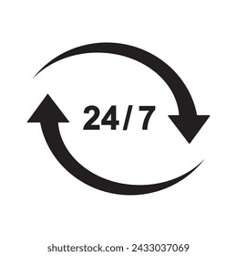 open 24 7 icon design vector template