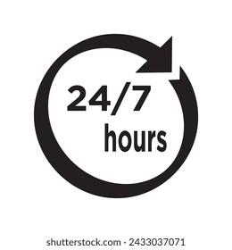 open 24 7 plantilla de vector de diseño de iconos