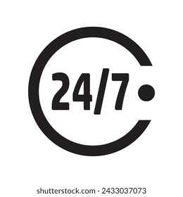 open 24 7 plantilla de vector de diseño de iconos