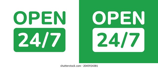 Open 24 7 sign symbol vector illustration.