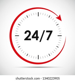 open 24 hours 7 days a week icon vector illustration EPS10